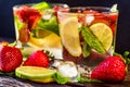 Homemade lemonade with strawberries and mint Royalty Free Stock Photo