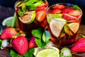 Homemade lemonade with strawberries and mint Royalty Free Stock Photo