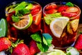 Homemade lemonade with strawberries and mint Royalty Free Stock Photo