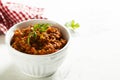 Homemade lentil tomato stew with fresh parsley Royalty Free Stock Photo