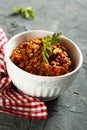 Homemade lentil tomato stew with fresh parsley Royalty Free Stock Photo