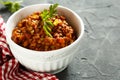 Homemade lentil tomato stew with fresh parsley Royalty Free Stock Photo