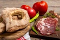 Homemade lepinja bread and appetizer on wooden background Royalty Free Stock Photo