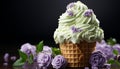 Homemade lilac bouquet, sweet cookie, and ice cream indulgence generated by AI Royalty Free Stock Photo