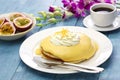 Homemade lilikoi passion fruit pancake Royalty Free Stock Photo