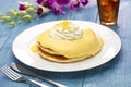 Homemade lilikoi passion fruit pancake Royalty Free Stock Photo