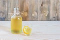 Homemade limonchello on the wooden background Royalty Free Stock Photo