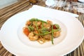 Homemade linguini pasta, shrimps Royalty Free Stock Photo