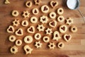 Homemade Linzer Christmas cookies, top view