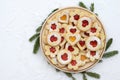 Homemade linzer cookies filled with strawberry and apricot jam Royalty Free Stock Photo