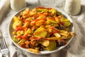 Homemade Loaded Cheeseburger Cheese Fries Royalty Free Stock Photo