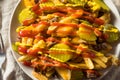 Homemade Loaded Cheeseburger Cheese Fries Royalty Free Stock Photo