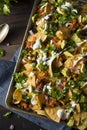 Homemade Loaded Sheet Pan Nachos Royalty Free Stock Photo