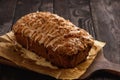 Homemade loaf of apple bread.