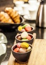 Homemade macaroons at a breakfast buffet table Royalty Free Stock Photo