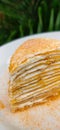 Homemade mango crepe cake with a sweet, savory and chewy taste texture