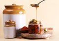 Homemade Mango Pickle or aam ka achar or Kairi Loncha in a white bowl, selective focus Royalty Free Stock Photo