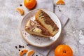 Homemade marble cake with chocolate and orange