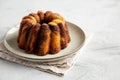 Homemade Marble Cake on a Plate, low angle view. Copy space Royalty Free Stock Photo