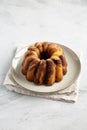 Homemade Marble Cake on a Plate, side view Royalty Free Stock Photo