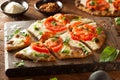 Homemade Margarita Flatbread Pizza Royalty Free Stock Photo