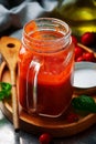 Homemade MARINARA SAUCE in the glass jar Royalty Free Stock Photo