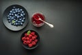 Jam jar with fresh berries