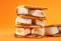 Homemade marshmallow smores with chocolate on crackers. Generative AI
