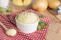 Homemade mashed potatoes on bowl. Royalty Free Stock Photo