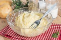 Homemade mashed potatoes, cooking food Royalty Free Stock Photo