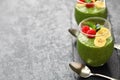 Homemade matcha green tea chia seed pudding