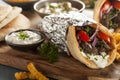 Homemade Meat Gyro with French Fries Royalty Free Stock Photo