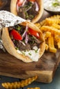 Homemade Meat Gyro with French Fries