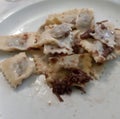 Homemade meat ravioli