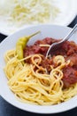 Homemade Meat Sauce and Spaghetti Royalty Free Stock Photo