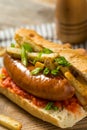 Homemade Merguez Frites Sausage Sandwich Royalty Free Stock Photo