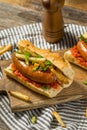 Homemade Merguez Frites Sausage Sandwich Royalty Free Stock Photo