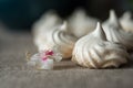 Homemade meringue cookies  with white flower Royalty Free Stock Photo