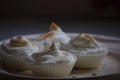 Homemade meringues on dark background