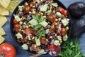 Homemade Mexican black bean and corn salad or Texas caviar bean dip Royalty Free Stock Photo