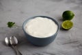 Homemade Mexican Crema Sauce in a Bowl, side view