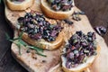 Prepared Tapenade on Toasted Bread Royalty Free Stock Photo