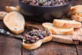 Mixed Olive Tapenade on Toasted Bread Royalty Free Stock Photo