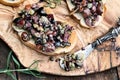 Tapenade on Toasted Bread with Rosemary Royalty Free Stock Photo