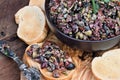 Tapenade Spread on Toasted Bread Royalty Free Stock Photo