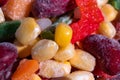 Homemade mixture of frozen vegetables, macro close-up background Royalty Free Stock Photo