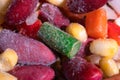 Homemade mixture of frozen vegetables, macro close-up background Royalty Free Stock Photo