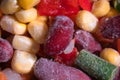 Homemade mixture of frozen vegetables, macro close-up background Royalty Free Stock Photo