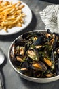 Homemade Moules Frites Mussels and Fries Royalty Free Stock Photo