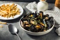 Homemade Moules Frites Mussels and Fries Royalty Free Stock Photo